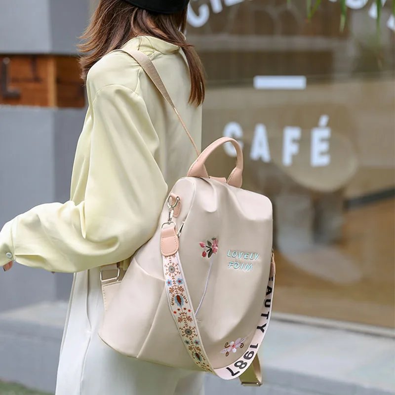 Waterproof Oxford Women Backpack Fashion Anti-theft School Bag Embroidery Designer Female Large Capacity Travel Shoulder Handbag Waterproof Oxford Women Backpack Fashion Anti-theft School Bag Embroidery Designer Female Large Capacity Travel Shoulder Handbag