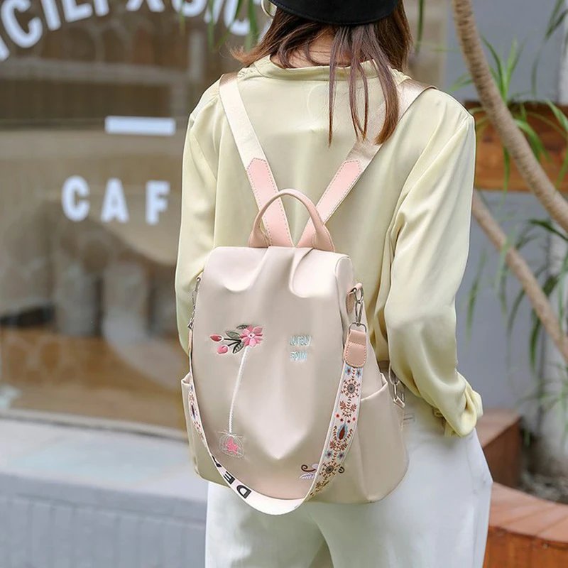 Waterproof Oxford Women Backpack Fashion Anti-theft School Bag Embroidery Designer Female Large Capacity Travel Shoulder Handbag Waterproof Oxford Women Backpack Fashion Anti-theft School Bag Embroidery Designer Female Large Capacity Travel Shoulder Handbag