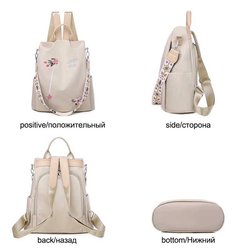 Waterproof Oxford Women Backpack Fashion Anti-theft School Bag Embroidery Designer Female Large Capacity Travel Shoulder Handbag Waterproof Oxford Women Backpack Fashion Anti-theft School Bag Embroidery Designer Female Large Capacity Travel Shoulder Handbag