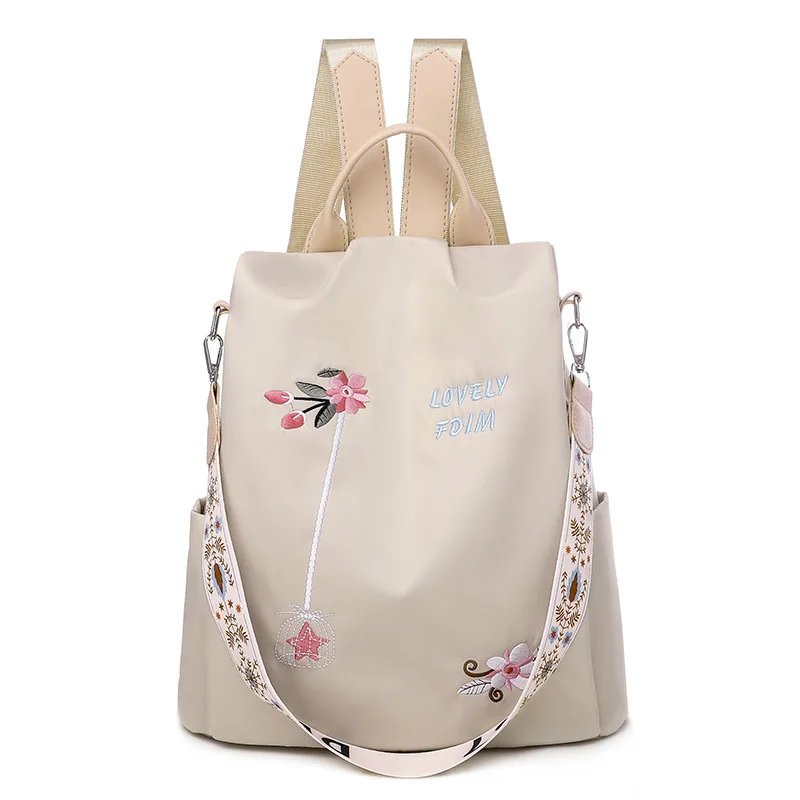 Waterproof Oxford Women Backpack Fashion Anti-theft School Bag Embroidery Designer Female Large Capacity Travel Shoulder Handbag Waterproof Oxford Women Backpack Fashion Anti-theft School Bag Embroidery Designer Female Large Capacity Travel Shoulder Handbag