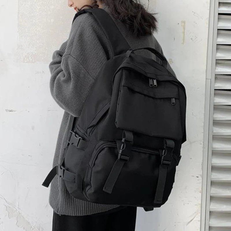 Simple Backpacks Large Capacity Travel Bag Solid Harajuku Student Schoolbag Backpack Women Man Bag Unisex High Street