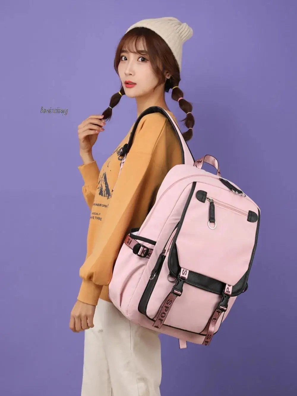 Cute Kuromi Women's Backpack High School Students School Bags Girl's USB Charging Large Capacity Daily Mochila infanti Best Gift