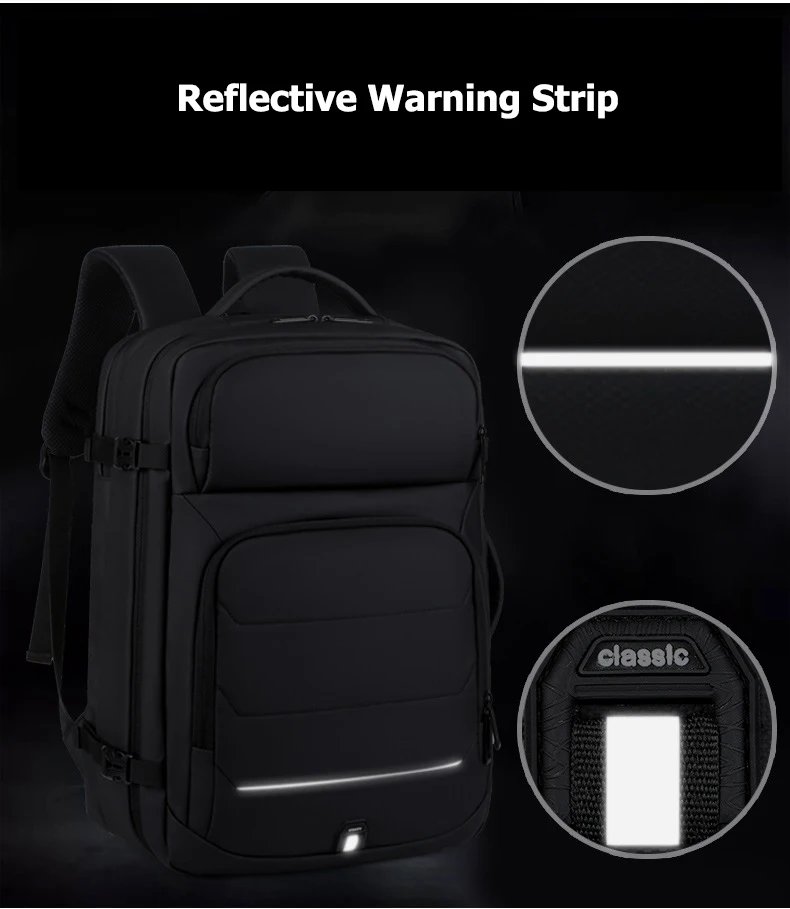 40L Expandable Backpacks USB Charging Port 17 inch Laptop Bag Waterproof Business National Flag Travel Bag