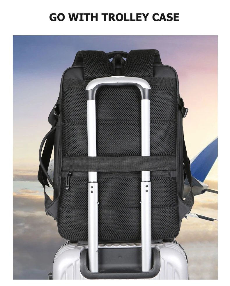 40L Expandable Backpacks USB Charging Port 17 inch Laptop Bag Waterproof Business National Flag Travel Bag