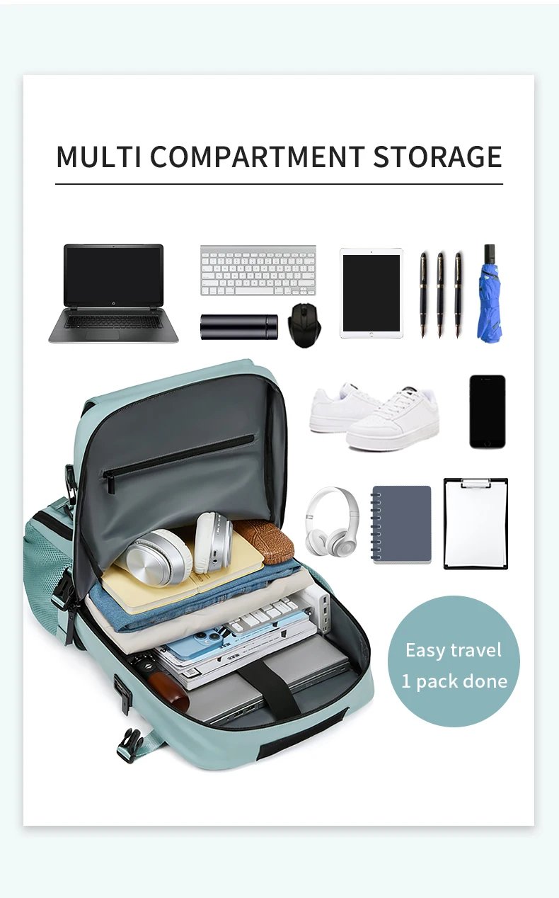 Woman travel backpack,waterproof 16 inch Business Laptop Backpack with Shoe Bag Hidden USB charging port Hiking camping backpack