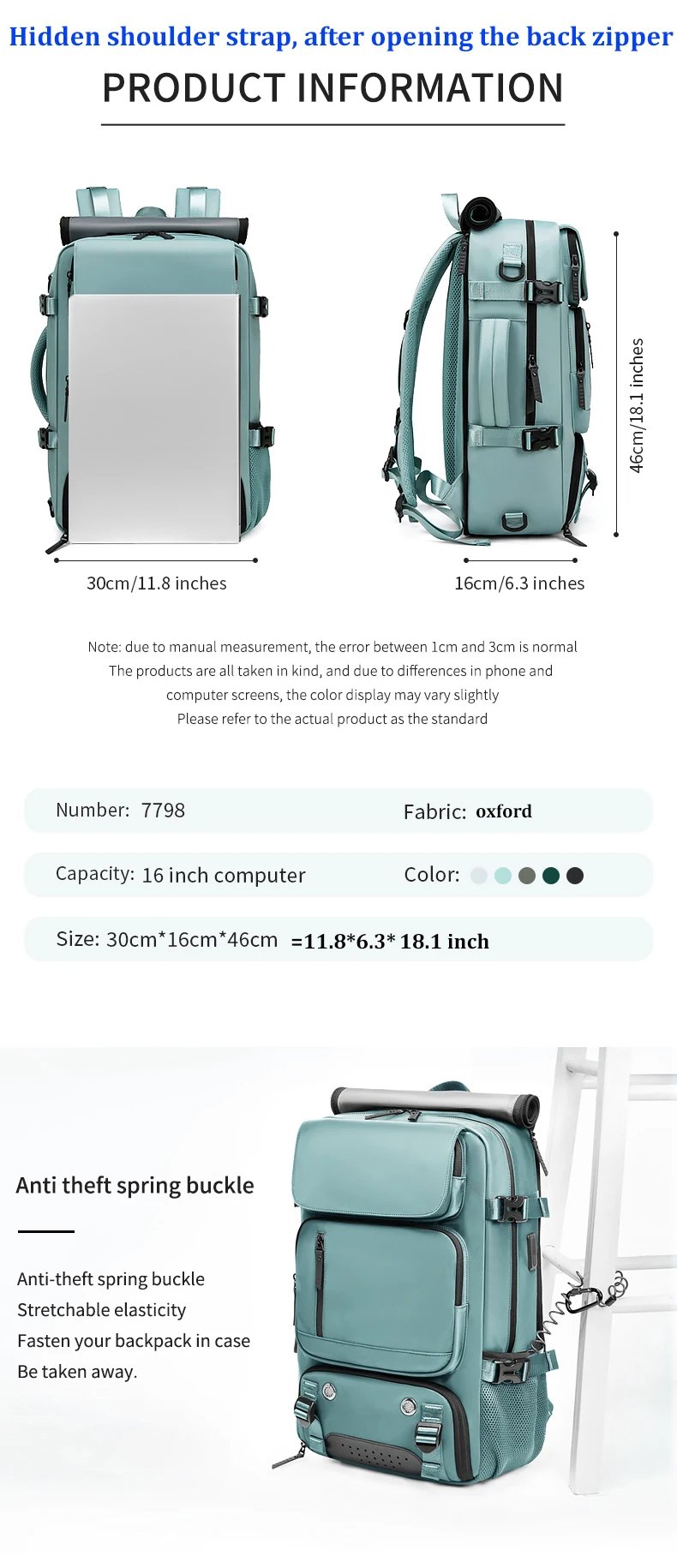 Woman travel backpack,waterproof 16 inch Business Laptop Backpack with Shoe Bag Hidden USB charging port Hiking camping backpack