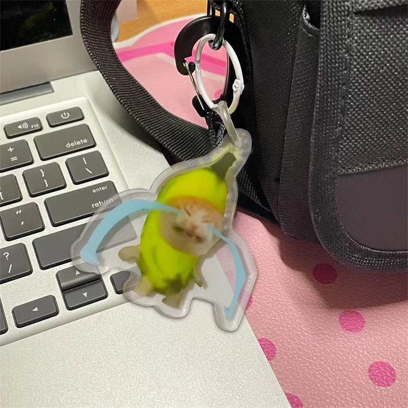 Happy Banana Cat Pendant Keychain Funny Resin Lanyard Small Link Chain Maxwell Cat Keychain Student Gift Bag Accessories Lanyard