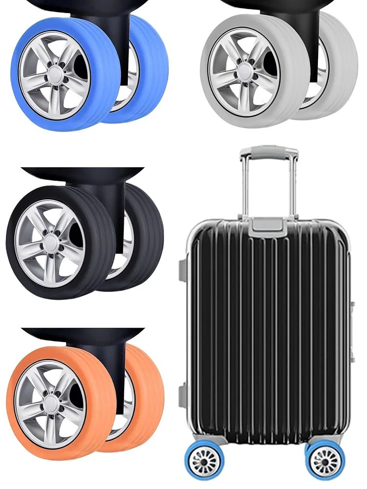 8-24pcs Rolling Luggage Wheel Protecter Silicone Travel Suitcase Trolley Caster Shoes Reduce Noise Silence Cover Bag Accessories