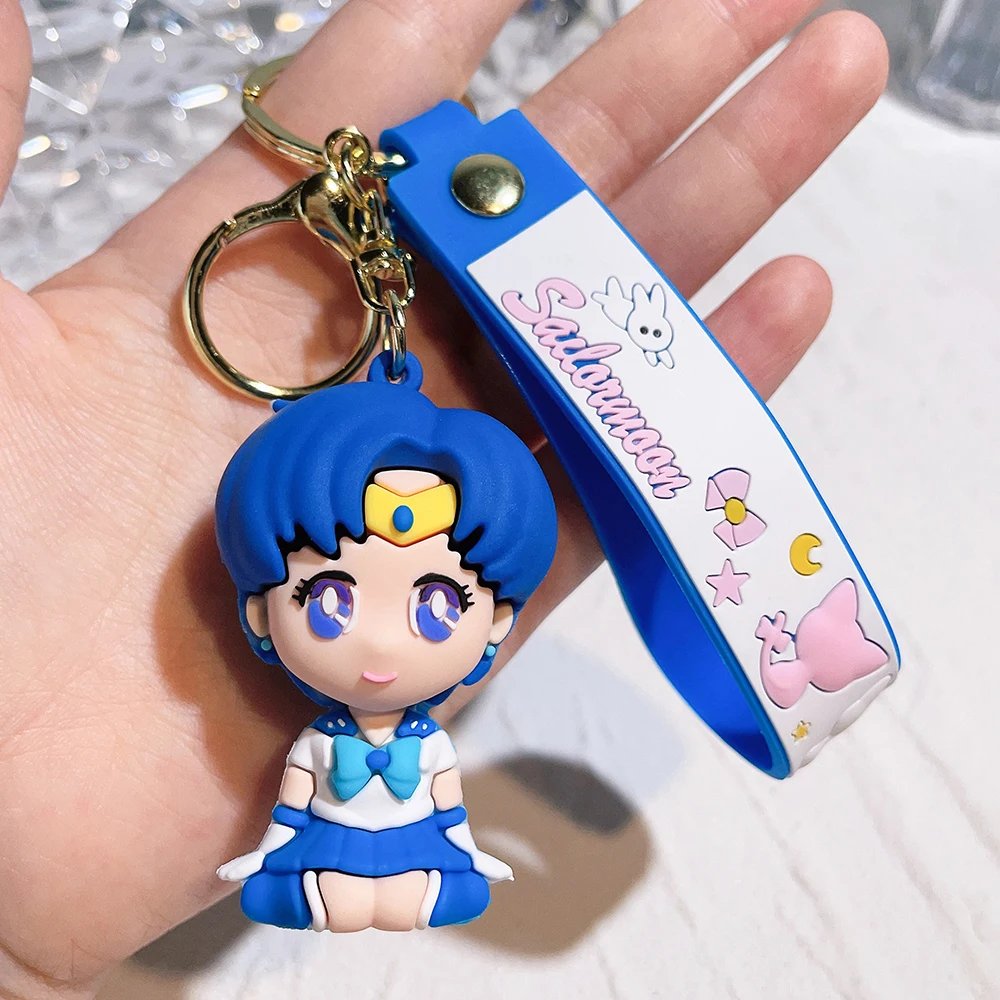 Anime Sailor Moon Keychain Cute Figure Doll Couple Bag Pendant Keyring Car Key Chain Accessories Toy Gift for Men Women Friends