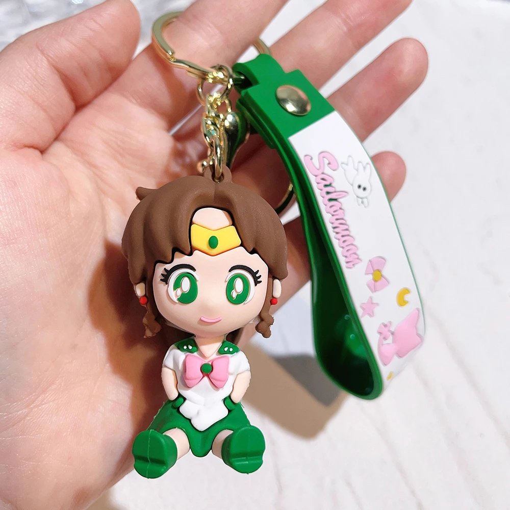 Anime Sailor Moon Keychain Cute Figure Doll Couple Bag Pendant Keyring Car Key Chain Accessories Toy Gift for Men Women Friends