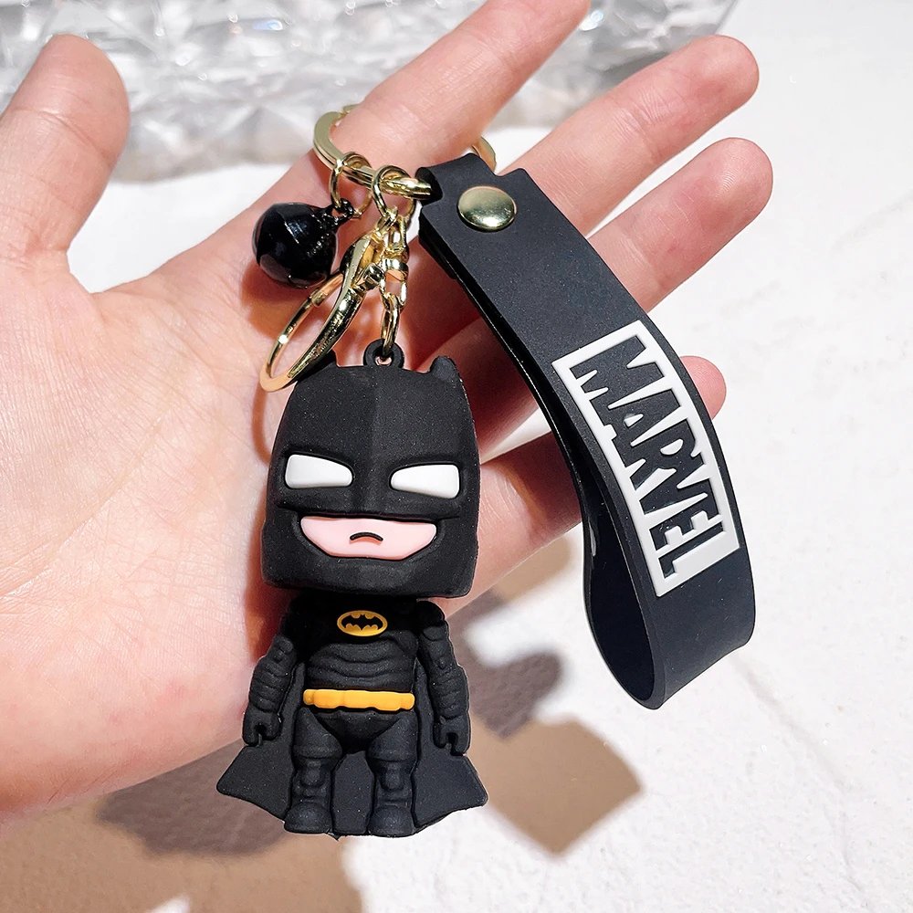 Cute Cartoon Spiderman Silicone Keychains Marvel Superhero Pendant Keyrings Jewelry Disney Keyholder for Bag Accessories