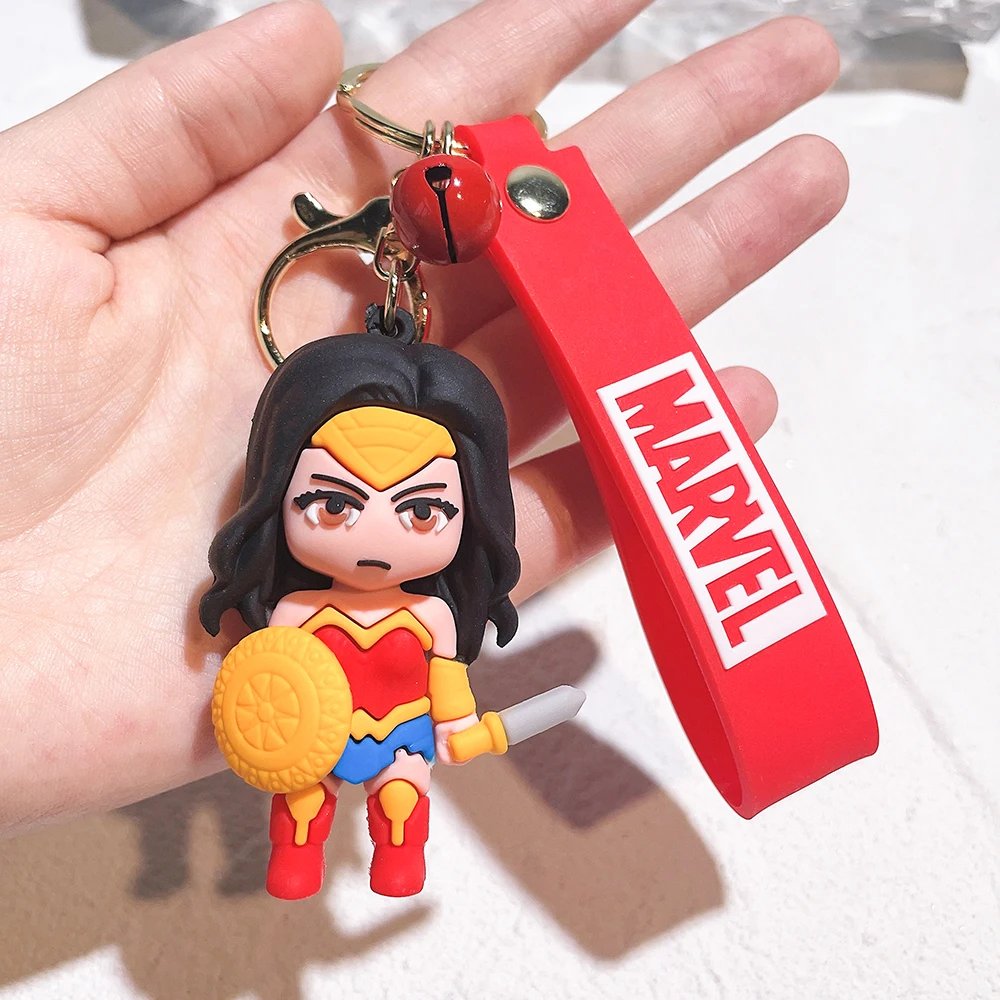 Cute Cartoon Spiderman Silicone Keychains Marvel Superhero Pendant Keyrings Jewelry Disney Keyholder for Bag Accessories