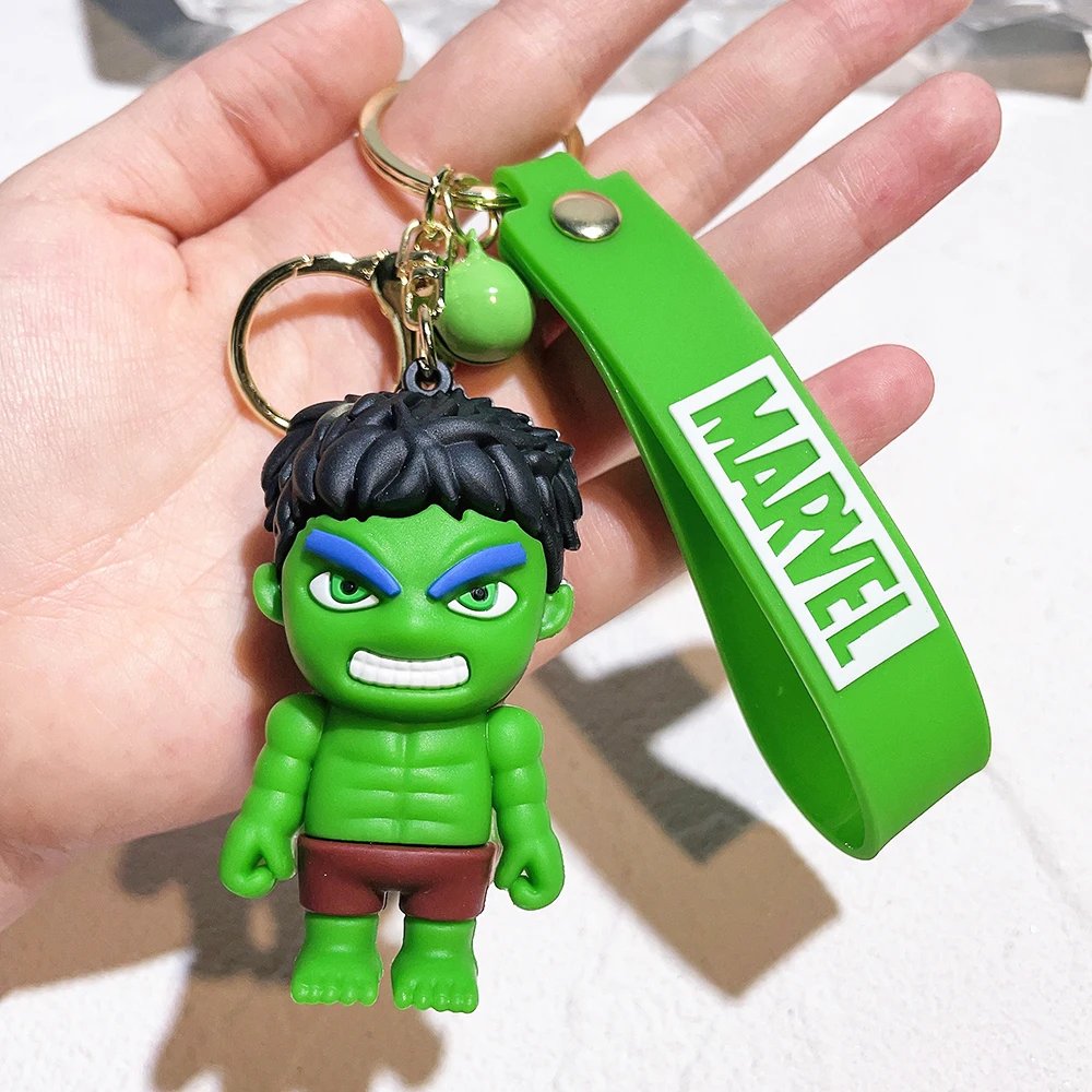 Cute Cartoon Spiderman Silicone Keychains Marvel Superhero Pendant Keyrings Jewelry Disney Keyholder for Bag Accessories