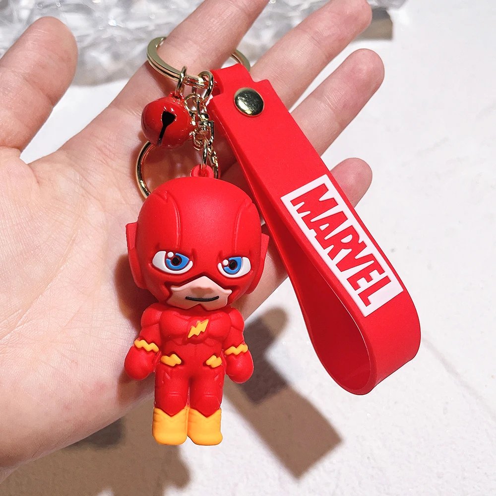 Cute Cartoon Spiderman Silicone Keychains Marvel Superhero Pendant Keyrings Jewelry Disney Keyholder for Bag Accessories
