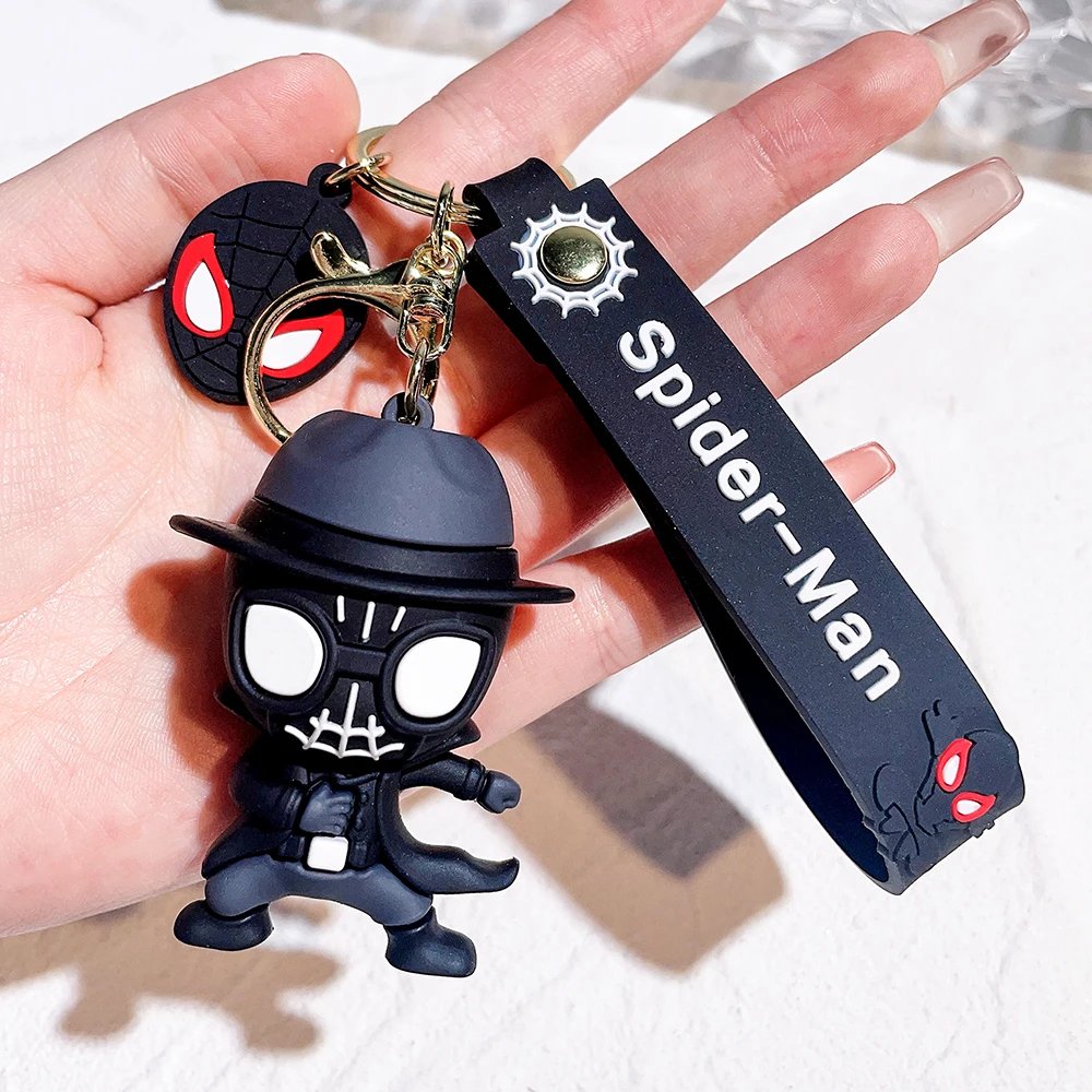 Cute Cartoon Spiderman Silicone Keychains Marvel Superhero Pendant Keyrings Jewelry Disney Keyholder for Bag Accessories