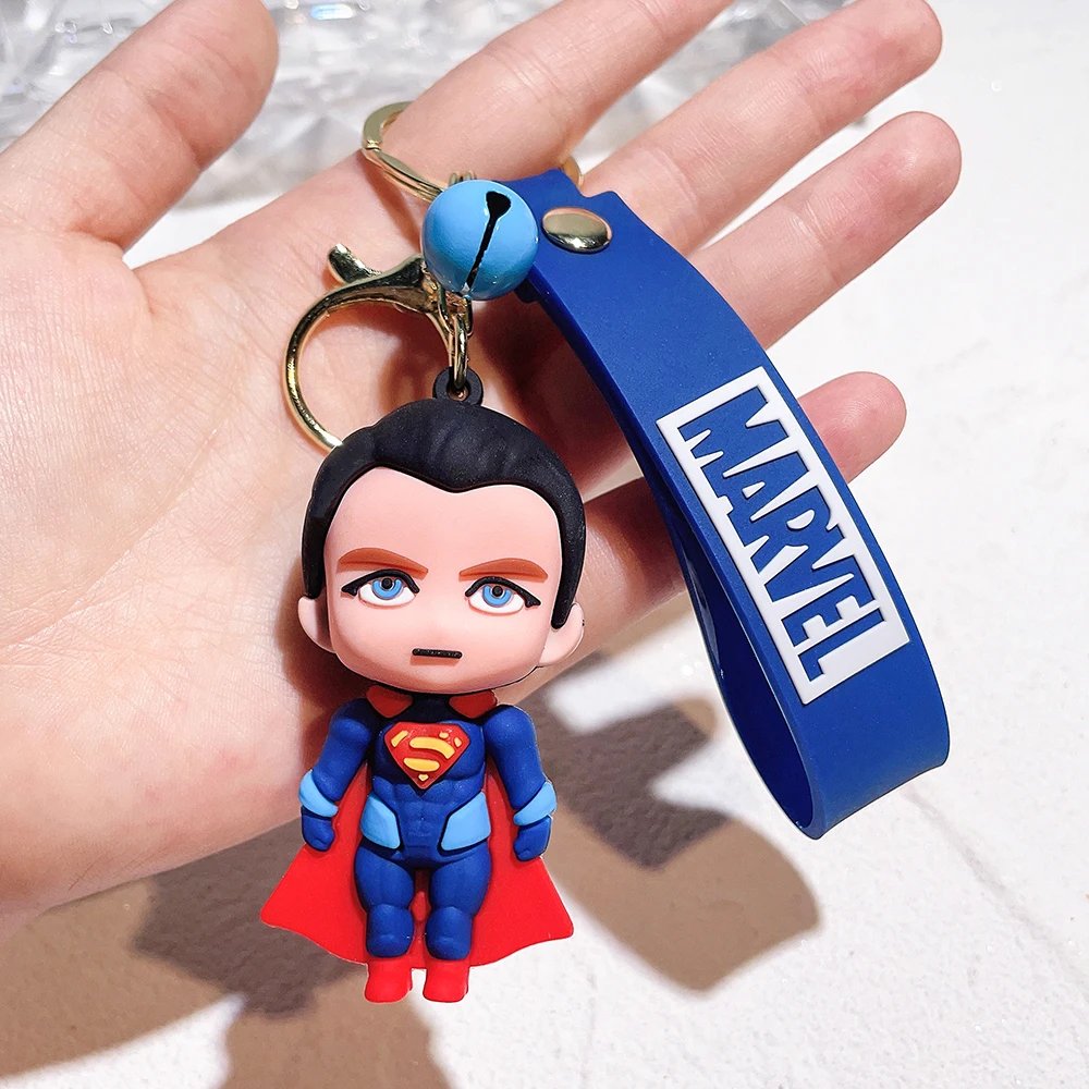 Cute Cartoon Spiderman Silicone Keychains Marvel Superhero Pendant Keyrings Jewelry Disney Keyholder for Bag Accessories