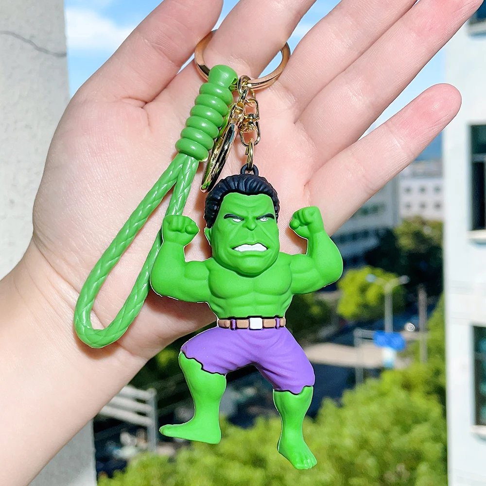 Cute Cartoon Spiderman Silicone Keychains Marvel Superhero Pendant Keyrings Jewelry Disney Keyholder for Bag Accessories