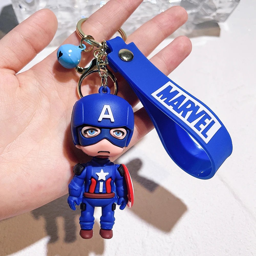 Cute Cartoon Spiderman Silicone Keychains Marvel Superhero Pendant Keyrings Jewelry Disney Keyholder for Bag Accessories