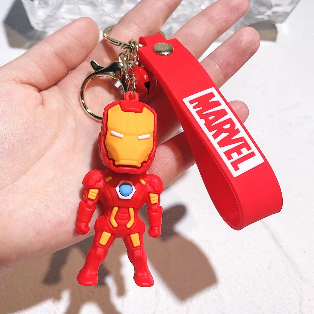 Cute Cartoon Spiderman Silicone Keychains Marvel Superhero Pendant Keyrings Jewelry Disney Keyholder for Bag Accessories