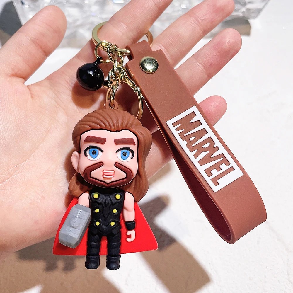 Cute Cartoon Spiderman Silicone Keychains Marvel Superhero Pendant Keyrings Jewelry Disney Keyholder for Bag Accessories