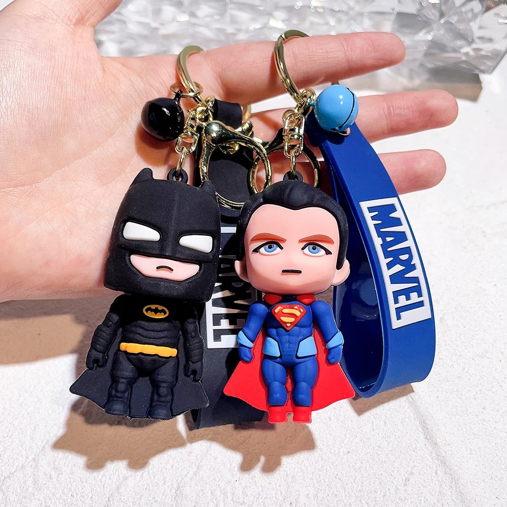 Cute Cartoon Spiderman Silicone Keychains Marvel Superhero Pendant Keyrings Jewelry Disney Keyholder for Bag Accessories