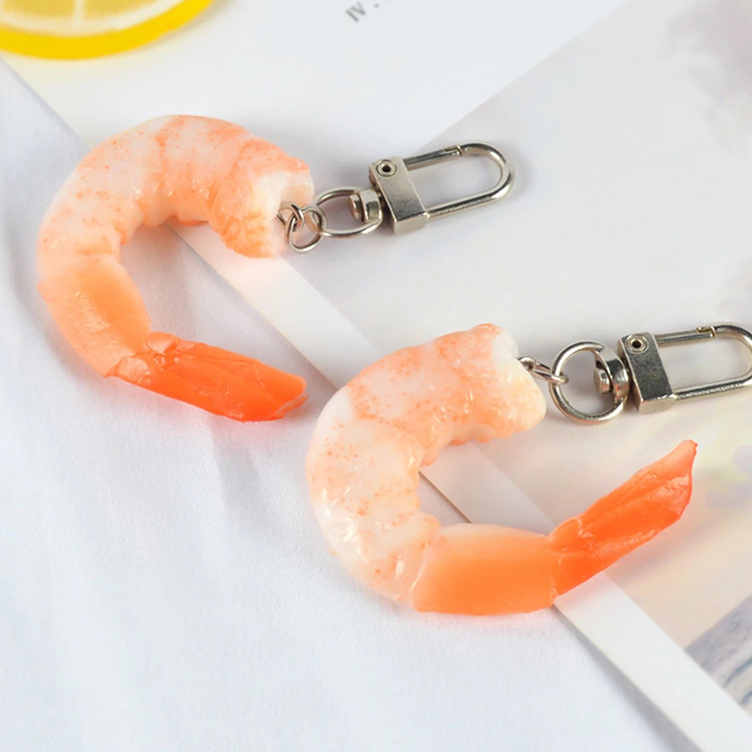 Funny Simulation PVC Shrimp Keychain Prawn Keyring Food Sea Animal Kid Toy Bag Backpack Ornament Woman Girl Jewelry Accessories