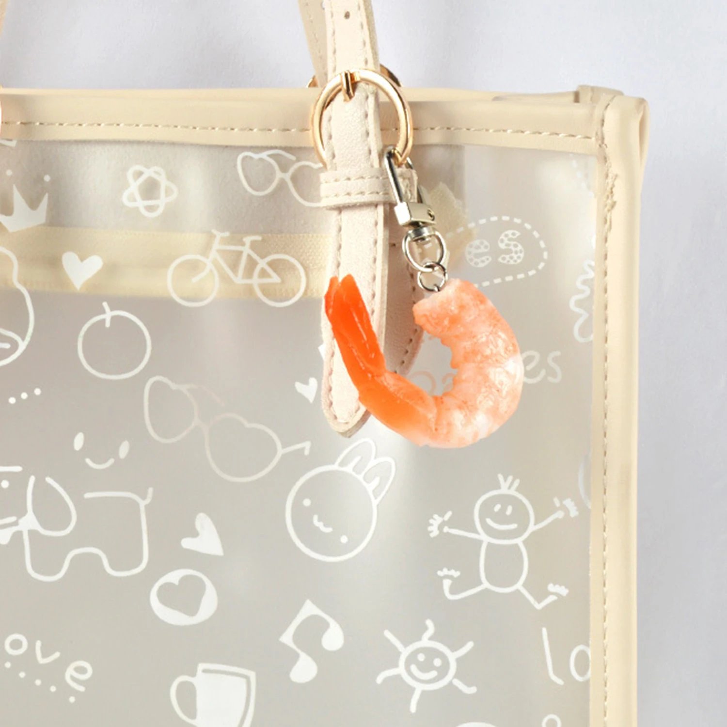 Funny Simulation PVC Shrimp Keychain Prawn Keyring Food Sea Animal Kid Toy Bag Backpack Ornament Woman Girl Jewelry Accessories