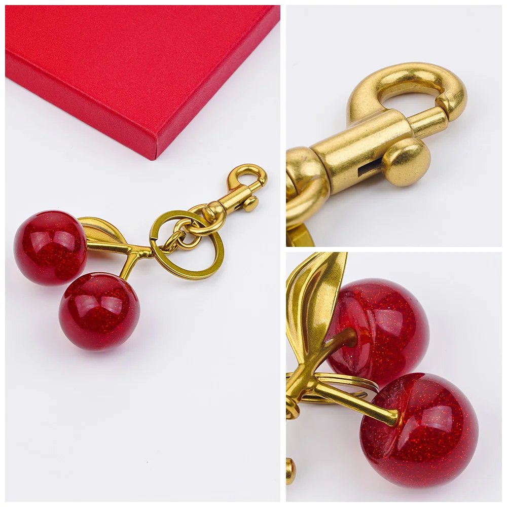 Handbag Pendant Keychain for Women's Exquisite Internet-famous Crystal Cherry Bag Accessories High-Grade Pendant