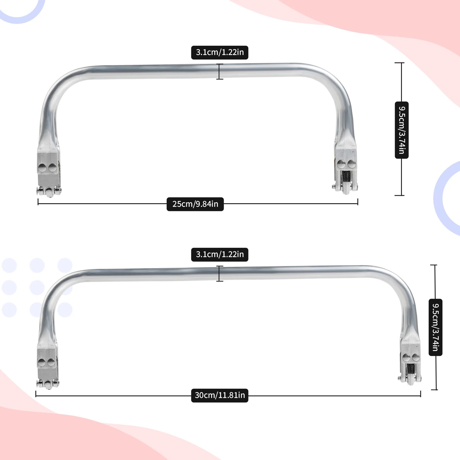 Metal Aluminum Tube Frame Bag Handle Accessories Clutch Bag Parts Bag Frame For Wallet Doctor Purse Frame Aluminum Pipe Clamp