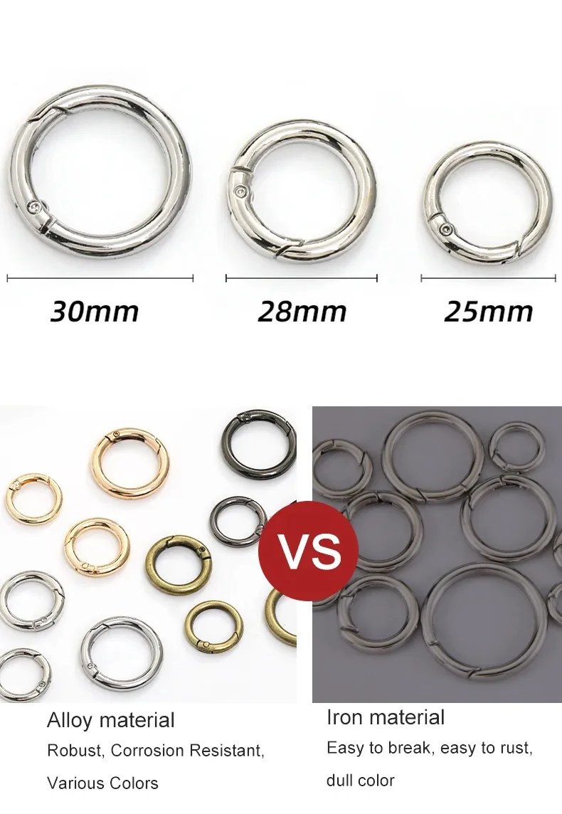 6Pcs/lot Metal Spring Gate O Ring Bag Buckle Metal Clasps Carabiner Snap Hook Spring Keyring DIY Bag Luggage Jewelry Accessories