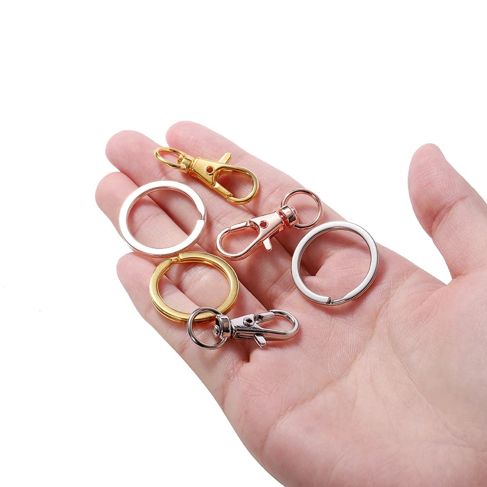 20Pcs Split Key Ring Swivel Lobster Clasp With Key Ring Connectors For Bag Belt Dog Chains DIY Jewelry Making Accessories