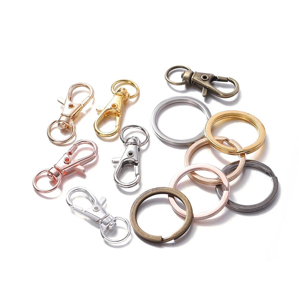 20Pcs Split Key Ring Swivel Lobster Clasp With Key Ring Connectors For Bag Belt Dog Chains DIY Jewelry Making Accessories