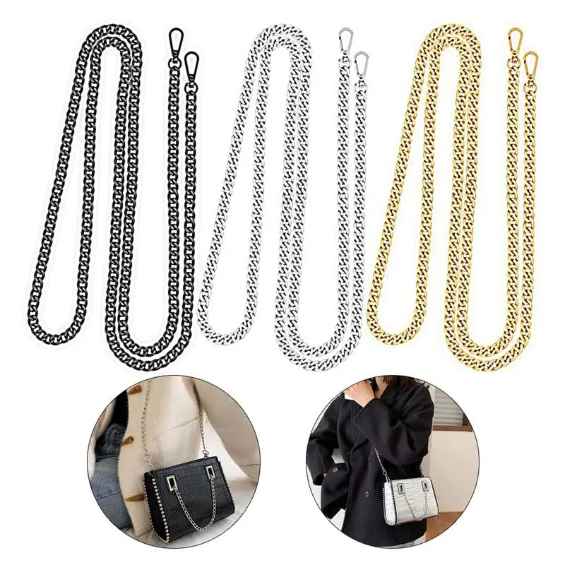 120cm Metal Aluminum Bag Chain Replacement Parts Accessories for Hand-Woven Shoulder Handbag DIY Handmade Detachable Straps