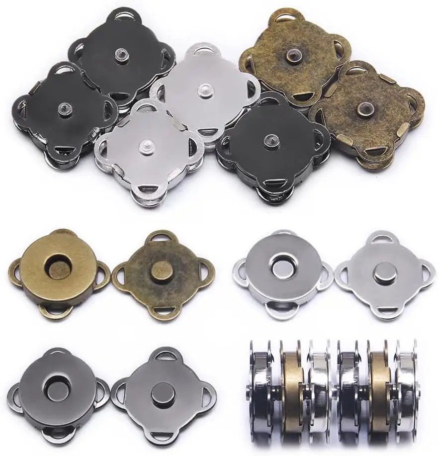 1/10Sets Magnetic Snap Button Metal Invisible Sew on Button Lock Clasps Fasteners for Purse Bags Clothes Craft DIY Accessories