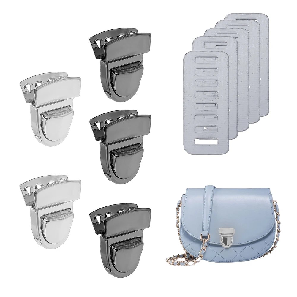 5pcs Metal Locks Bag Clasp Catch Buckles for Handbags Shoulder Bags Purse Totes Closures Snap Clasps DIY Craft Bag Accessories