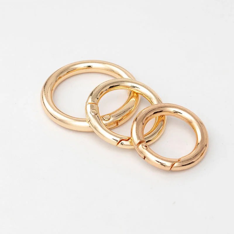 10Pcs/lot O Round Bag Buckle Metal Clasps Buckles Spring Circular Carabiner Snap Hook Spring Keyring DIY Jewelry Bag Accessories