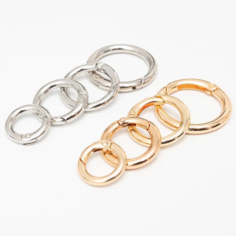 10Pcs/lot O Round Bag Buckle Metal Clasps Buckles Spring Circular Carabiner Snap Hook Spring Keyring DIY Jewelry Bag Accessories