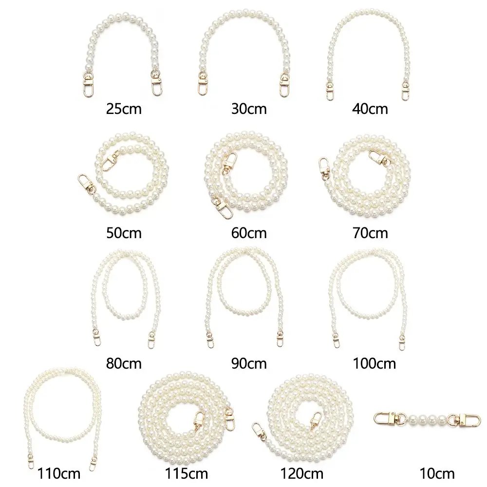 8/10mm Pearl Strap for Bags Handbag Handles DIY purse Replacement Long Beaded Chain for Shoulder Bag Straps Pearl Belt