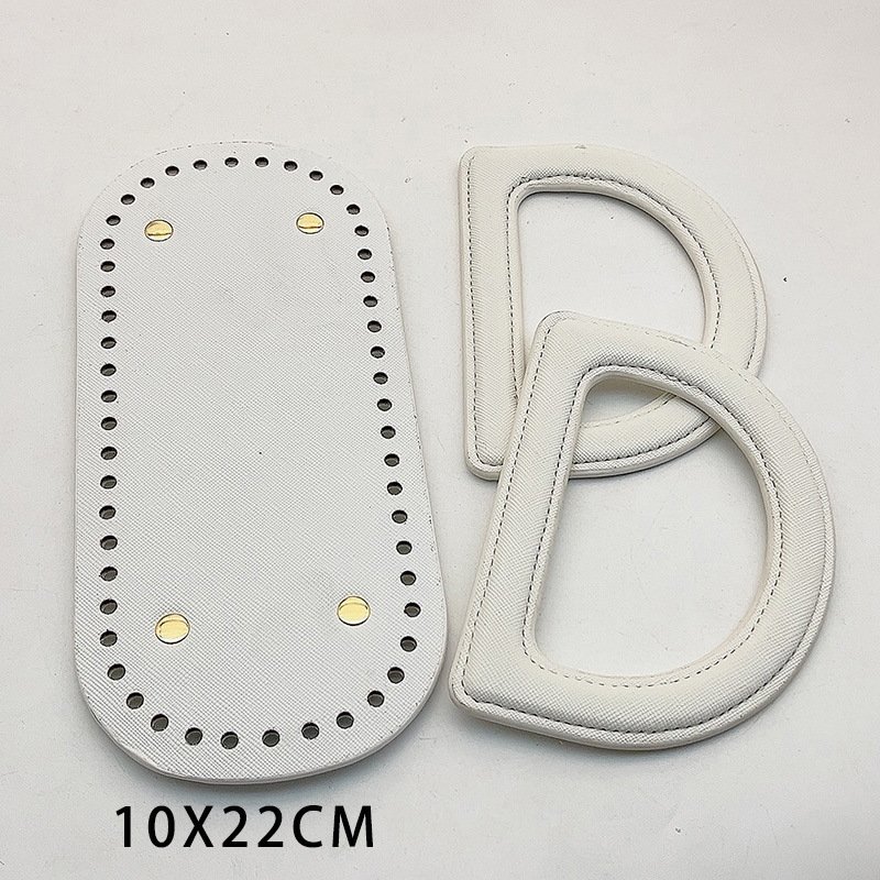 Handmade Bag Accessories with  Same Color Leather D-shaped  Handle Leather Bag Bottom  Woven Diy Material Bag Accessory