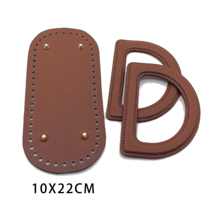 Handmade Bag Accessories with  Same Color Leather D-shaped  Handle Leather Bag Bottom  Woven Diy Material Bag Accessory