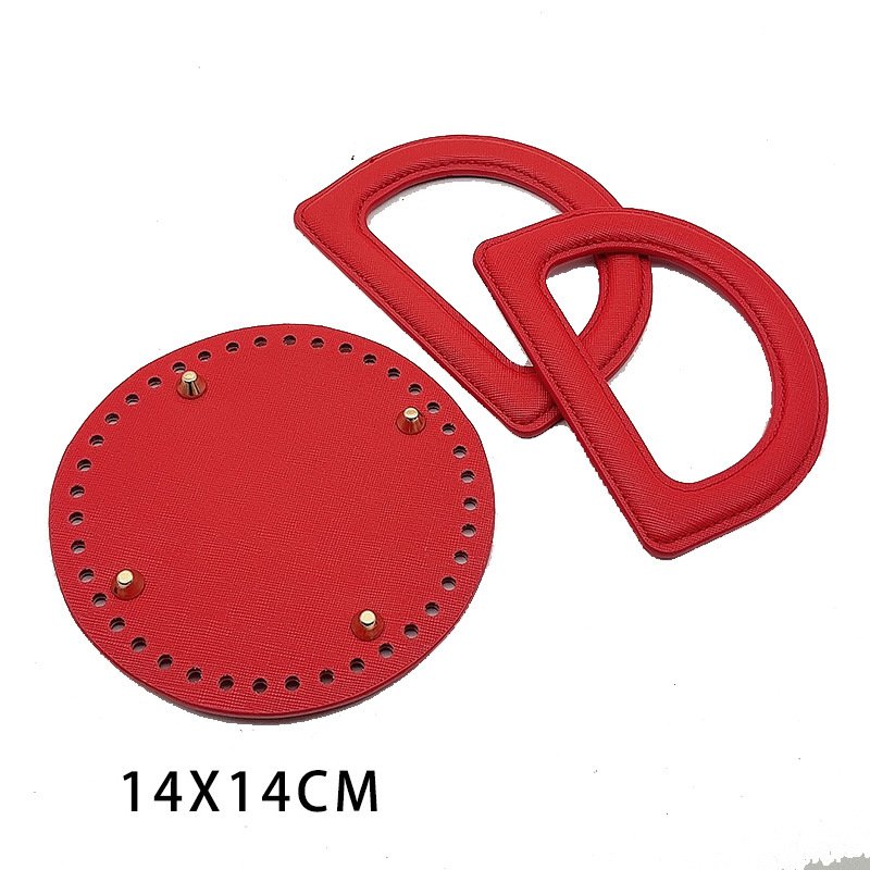 Handmade Bag Accessories with  Same Color Leather D-shaped  Handle Leather Bag Bottom  Woven Diy Material Bag Accessory