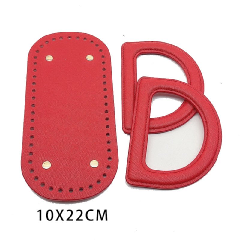 Handmade Bag Accessories with  Same Color Leather D-shaped  Handle Leather Bag Bottom  Woven Diy Material Bag Accessory