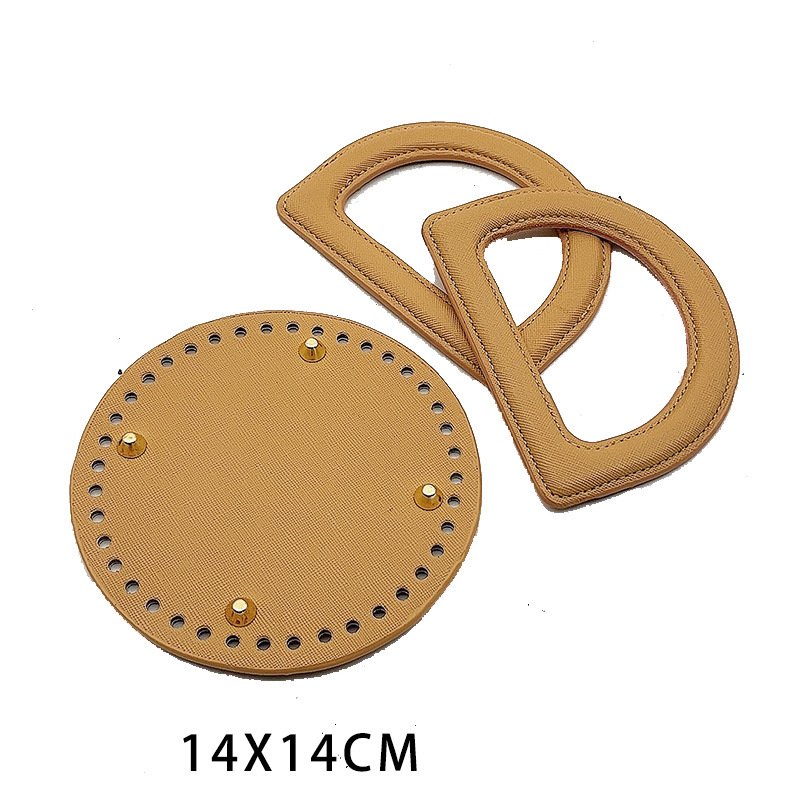 Handmade Bag Accessories with  Same Color Leather D-shaped  Handle Leather Bag Bottom  Woven Diy Material Bag Accessory