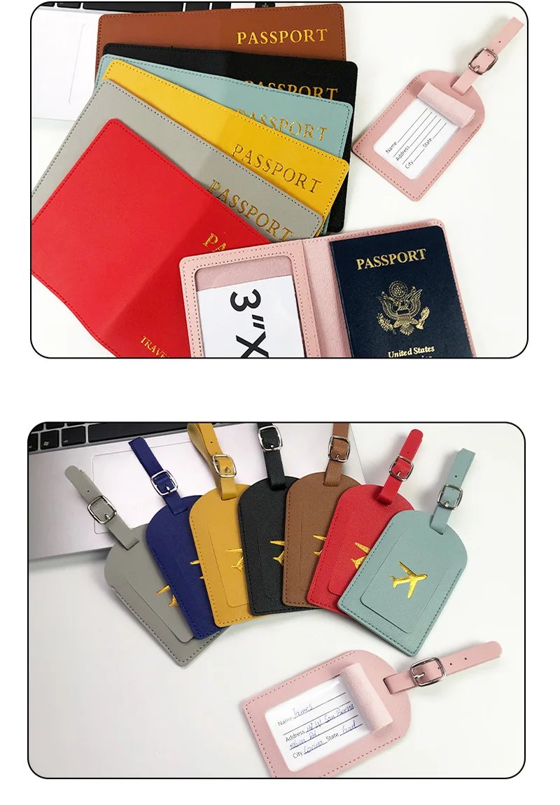 Portable 1PC PU Leather Luggage Tag Suitcase Identifier Label Baggage Boarding Bag Tag Name ID Address Holder Travel Accessories