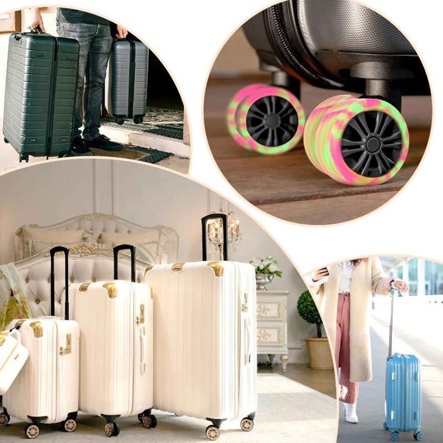 Colorful Roller Protective Sleeve Luggage Wheels Protector Silicone Wheels Caster Travel Suitcase Reduce Noise Cover Parts Kits