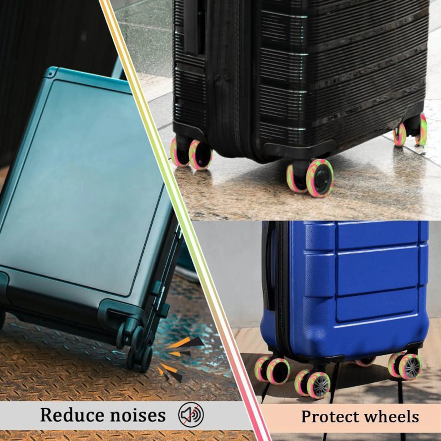 Colorful Roller Protective Sleeve Luggage Wheels Protector Silicone Wheels Caster Travel Suitcase Reduce Noise Cover Parts Kits