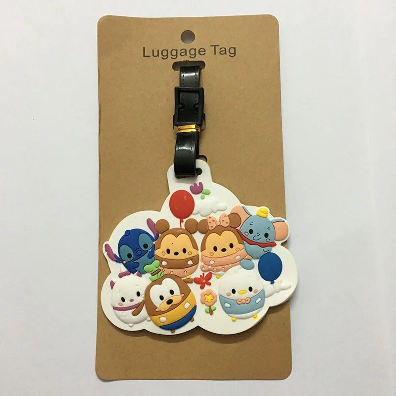Cute Mickey and Minne Luggage Travel Accessories Tag Silica Gel Suitcase ID Addres Holder Baggage Boarding Tag Portable Label