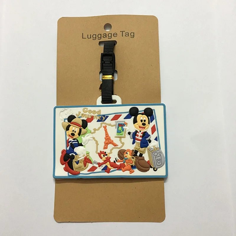 Cute Mickey and Minne Luggage Travel Accessories Tag Silica Gel Suitcase ID Addres Holder Baggage Boarding Tag Portable Label