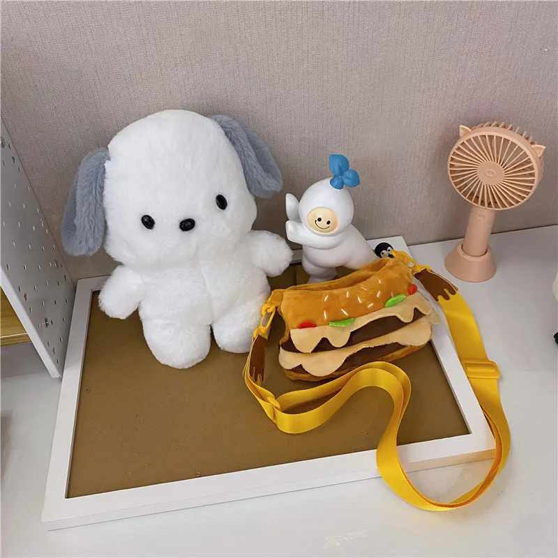 Gifts Detachable Hamburger Bear Small Shoulder Bag Ins Pacha Dog Plush Doll Messenger Bag Girls Coin Purse Gifts Detachable Hamburger Bear Small Shoulder Bag Ins Pacha Dog Plush Doll Messenger Bag Girls Coin Purse