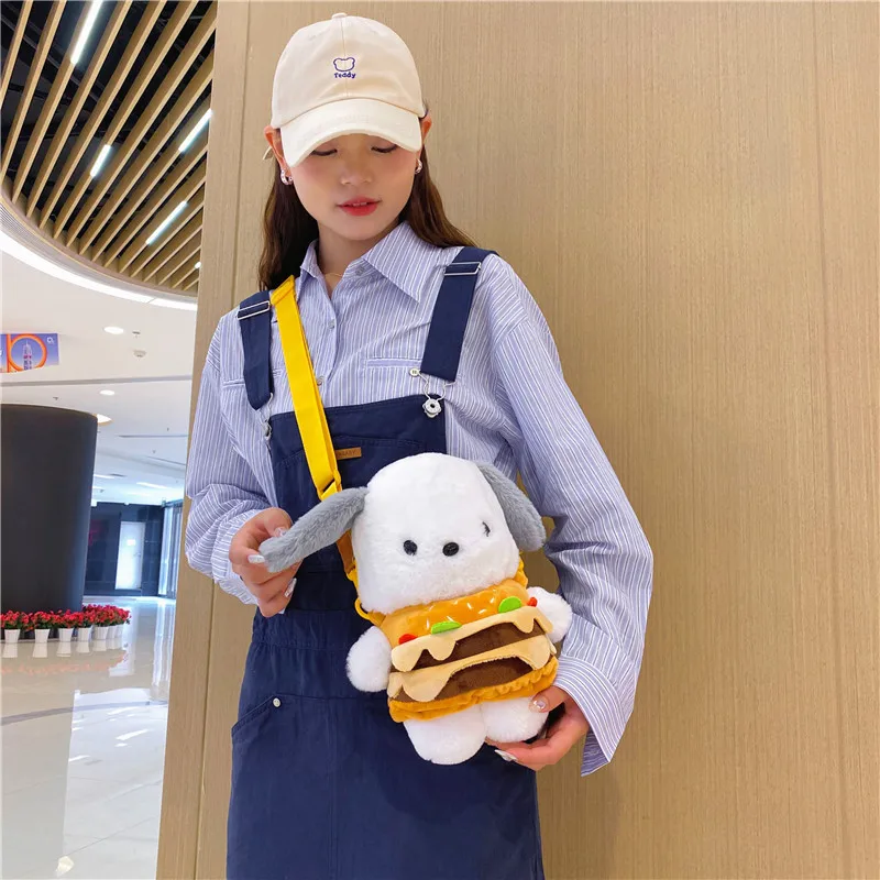 Gifts Detachable Hamburger Bear Small Shoulder Bag Ins Pacha Dog Plush Doll Messenger Bag Girls Coin Purse Gifts Detachable Hamburger Bear Small Shoulder Bag Ins Pacha Dog Plush Doll Messenger Bag Girls Coin Purse